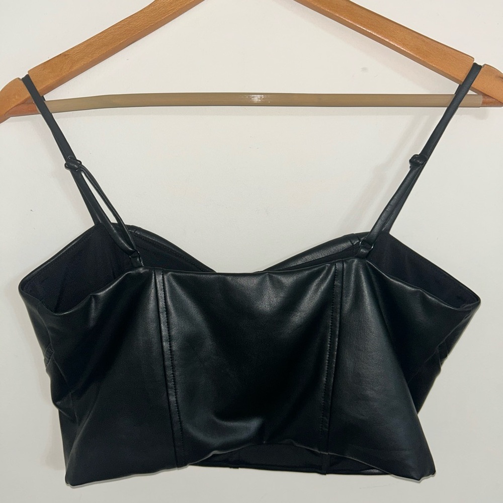 Express Body Contour Faux Leather Corset Cropped Top Women Medium Cami Tank - Picture 8 of 8